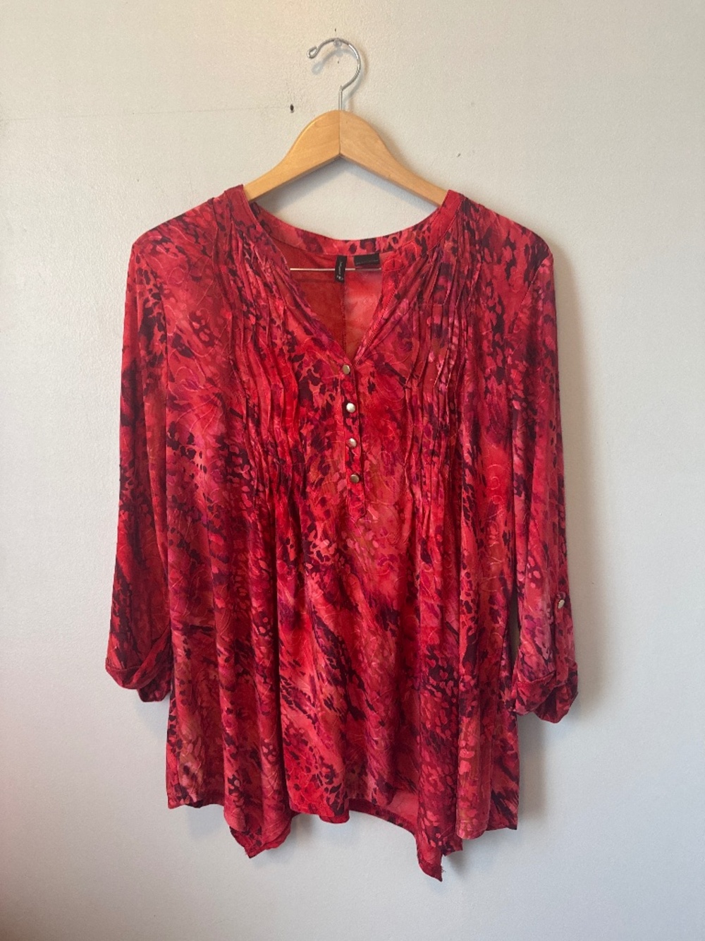 New directions flowy shirt with three-quarter length sleeve